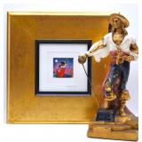 Cold-Painted Buccaneer Bronze Statue & Enamel Tile