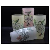 MCM Frosted Glass Dogwood Tumblers