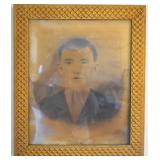 Antique Wood & Gesso Portrait Frame w/ Portrait