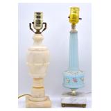Vintage Marble & Frosted Glass Desk Lamps