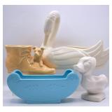 Group of Vintage Planters - Swan, Duck, Boot