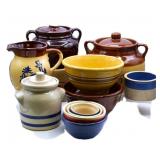 Group of Stoneware Bowls, Bean Pots +