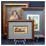 Etching Print, Watercolor & Vigee Lebrun Print