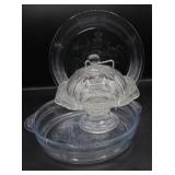 Depression Glass Pie Plates & Pedestal Butter Dish