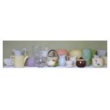 Group of Ceramic Planters, Vases, Glass Candy Dish
