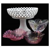 Milk Glass Compote, Crystal & Art Glass Bowls