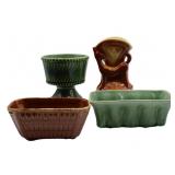 Vintage Green & Brown Ceramic Planters