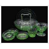 Uranium Glass Dishes & Coasters (7)