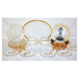 Gold-trim Milk Glass Bows, Creamer, Dip Bolws +