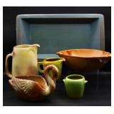 Frankoma Pottery Group & Wooden Decor Tray