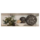Artistic Twig, Faux Moss & Feather Spheres & Decor