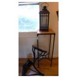 Decorative Metal Lantern, Shelves & Plant Stand