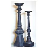 Pair of Carved Wood-style Candle Stick Pillars