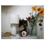 Pineapple Lamp, Laquer Print, Faux Flowers ++