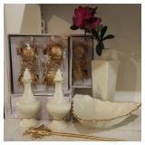 Lenox Vase, Plate, S&P & Bug Napkin Rings