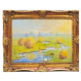 Impressionist-style Landscape w. Haystacks