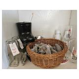 Rae Dunn Glasses, Stone Pig Ornaments ++