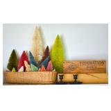 Bottle-Brush Trees, Wood Boxes & Candle Holders