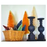 Bottle-Brush Trees, Basket & Pillar Candle Holders