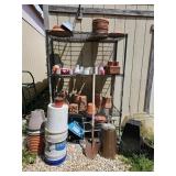 Metal Shelf & Gardening Contents