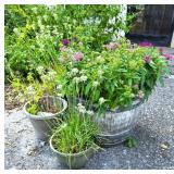 Barrel-style Planter w/ Plants