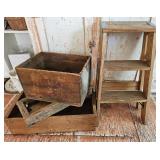 Small Vintage Wood Crates & Stepladder