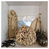 St Fiacre Plaque, Dried Flowers, Glass Pears ++