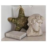 Molded Concrete Head Planter, Book & Moss Star