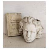 Molded Concrete Beethoven Head Planter & Book