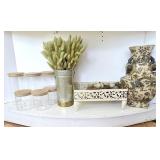 Glass Canisters, Ceramic Vase, Faux Bird Eggs ++