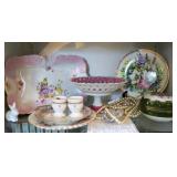 Vintage Floral Porcelain, Handkerchief  & Pearls