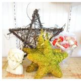 Moss & Vine Stars, Wooden Mushrooms & Bust