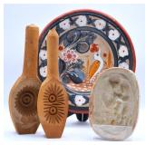 Wooden & Terra Cotta Cookie Presses & Plate