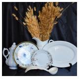 Antique Ironstone Porcelain, Blue Jay Plate, Ladel