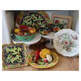Artisan Style Fruits & Veggies, Colorful Plates ++