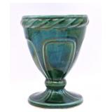 Mid-Century Hull Green Drip-Glaze Pedestal Vase
