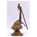 Antique Middle Eastern Brass Hanging Oil Lamp