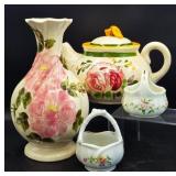 Vintage Cash Family Vase, Della Ware Tea Pot +
