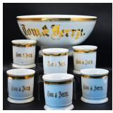 Antique JS Germany Porcelain Tom & Jerry Bowl Set