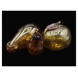 Blown Amber Art Glass Fruit