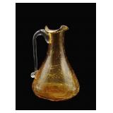 Amber Crackle Glass Mini Pitcher