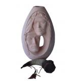 Native American Style Pottery Vase & Resin Horn