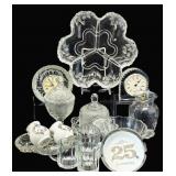 Vintage Cut & Pressed Glass & Anniversary Ashtray