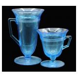 Fostoria Glass Priscilla Blue Footed Tumblers
