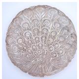 Vintage Silver-tone Metal Filigree Peacock Plate