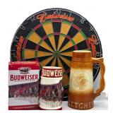 Budweiser Dart Board, Collector & Personal Stein