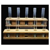 Pair of Wood Test Tube Racks & Tubes