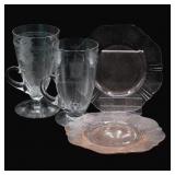 Depression Glass Plates & Cameo Tumblers
