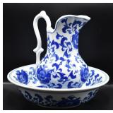 Ashley Belle Blue & White Pitcher & Bowl Set