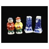 Blue Willow & Asian Figure S&P Shakers